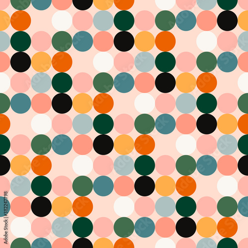 Abstract seamless pattern design. Minimal geometric shape circle. Vector pattern  in Scandinavian style for web, banner, background, poster branding package, fabric print, wallpaper. pink warm EPS 10 