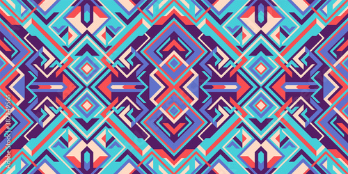 Geometric style colorful seamless pattern design. Vector illustration.