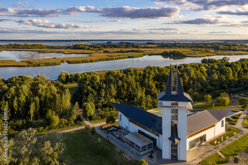 Hungary - Tisza lake at Poroszló city from the air photo