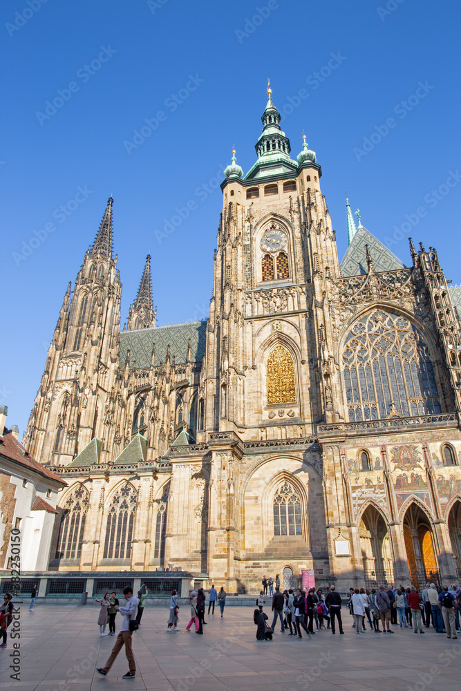 PRAGUE, CZECH REPUBLIC - OCTOBER 14, 2018: The St. Vitus cathedral from south.