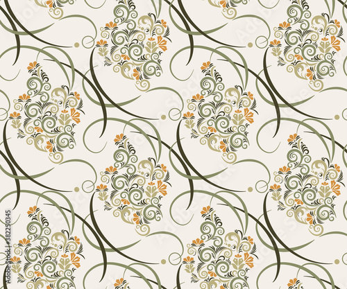 Vector ornamental hand drawing decorative background. Ethnic seamless pattern ornament. Vector pattern.
