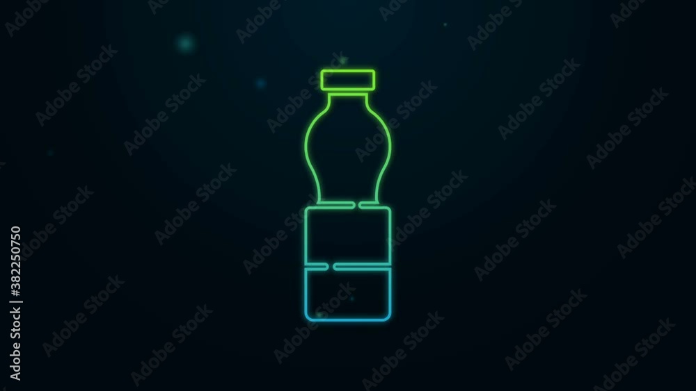 Glowing neon line Bottle of water icon isolated on black background. Soda aqua drink sign. 4K Video motion graphic animation Glowing neon line Bottle of water icon isolated on black background. Soda aqua drink sign. 4K Video motion graphic animation