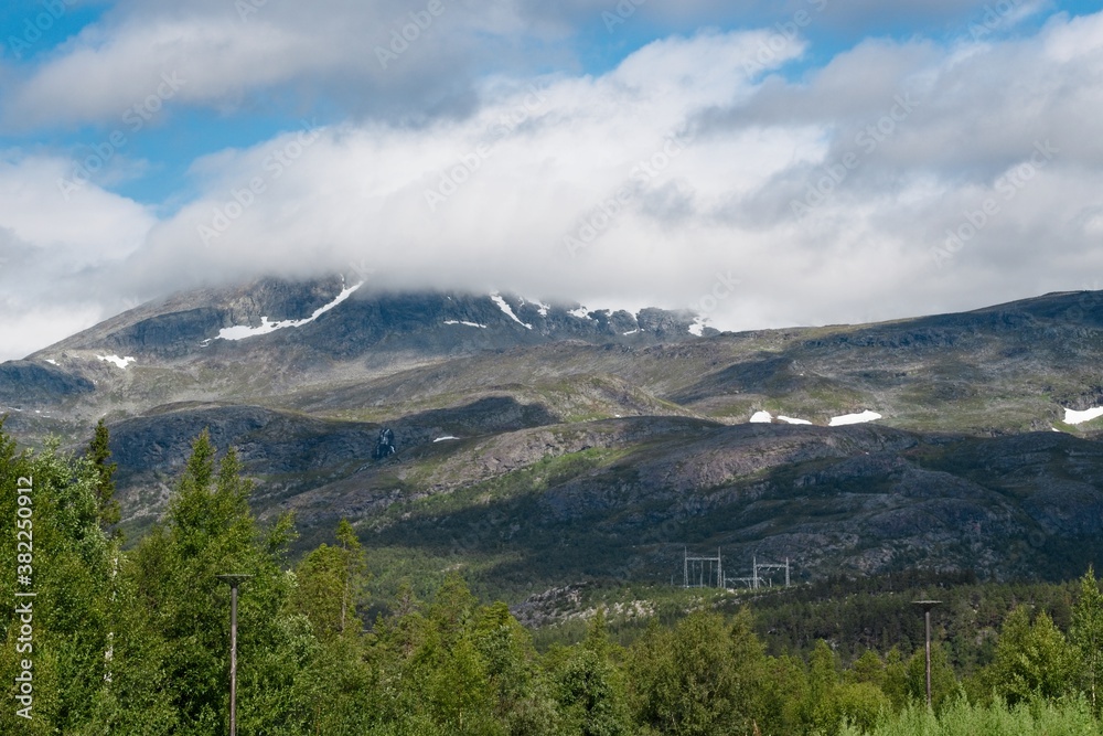 Beautiful view of the mountains. Naturum Laponia, Norrbotten, Sweden.