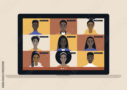 Conference video call, remote project management, quarantine, working from home, black community