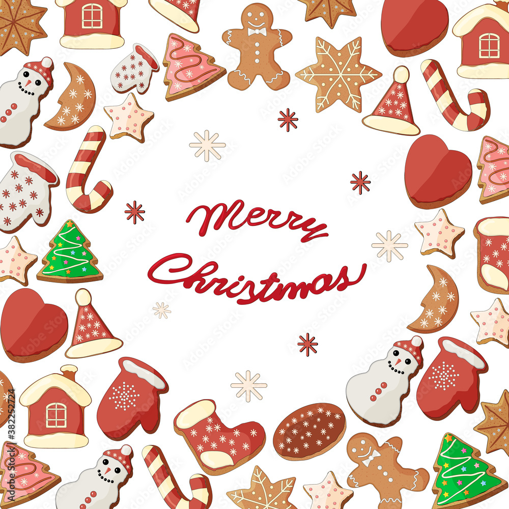 Christmas card using Christmas baking.This texture can be used to design holiday cards, restaurant and cafe menus, wrapping paper.