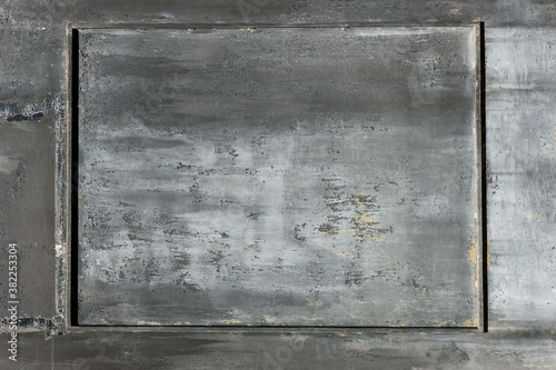 Metallic grunge texture background. Old iron scratched surface with metal frame. Copy space template