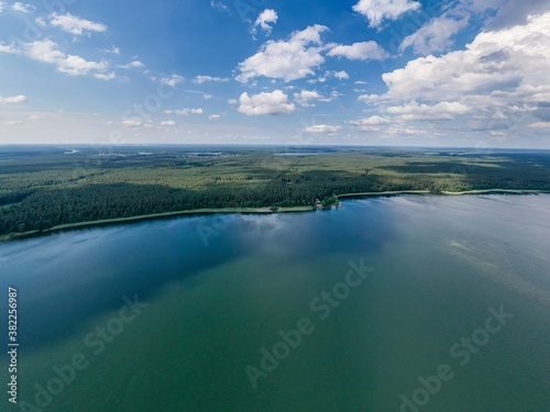 Aerial view of Sajno lake near Augustow