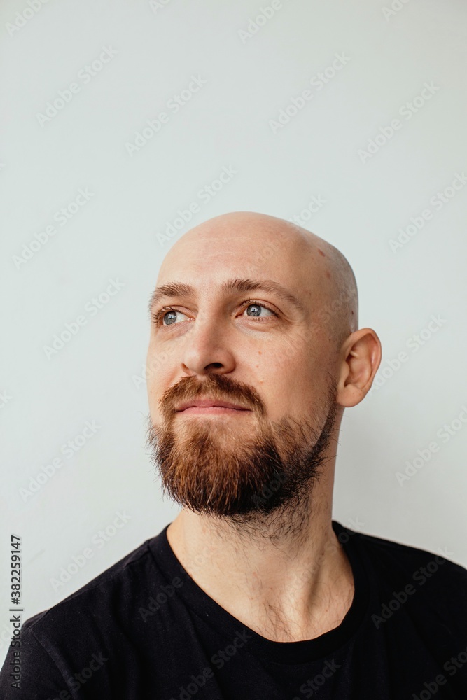 Bald smiling man studio portrait Bald smiling man studio portrait