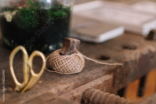 Ball Of Thread on a florist table photo