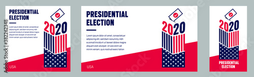 Presidential Election 2020 in United States. Vote day, November 3. US Election. Patriotic american element. Poster, card, banner and background. Vector illustration