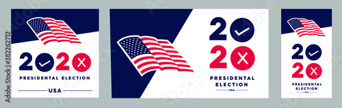 Presidential Election 2020 in United States. Vote day, November 3. US Election. Patriotic american element. Poster, card, banner and background. Vector illustration