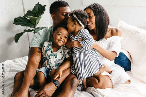 A beautiful / adorable African American family of four. photo