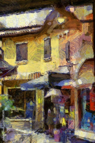 Italian Architecture in thailand Illustrations creates an impressionist style of painting.