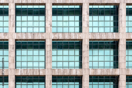 Office building with blue glass facade