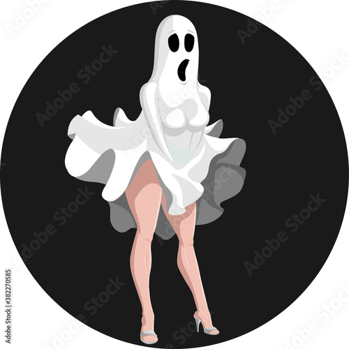 Картината върху платно Ghost casting Marylin Monroe movie scene on halloween