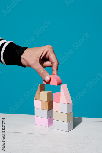 playing with building blocks photo