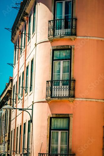 View of the facade of a building in the downtown of Lisbon in Portugal  © ahinoam