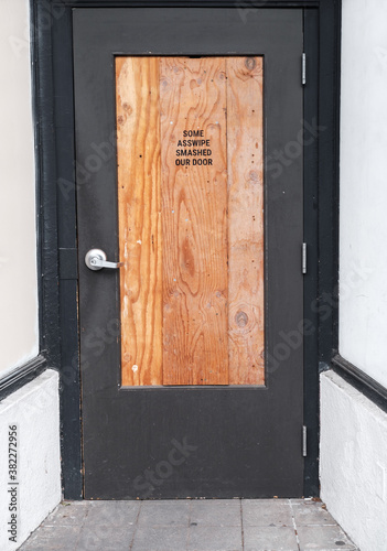 Retail Door Smashed By Burglar