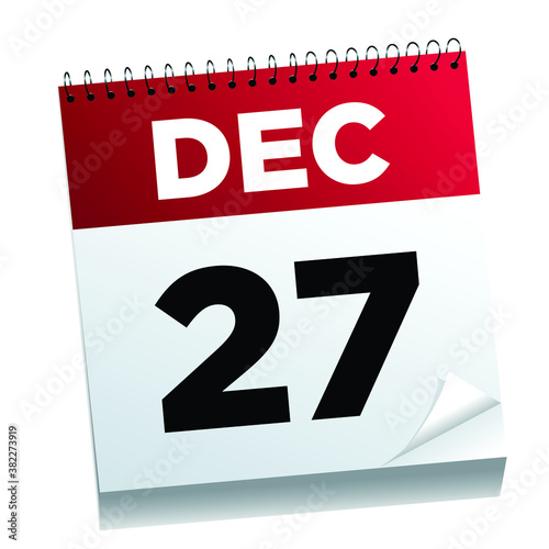 December 27th on a calendar page - illustrated. 