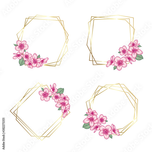 Floral wedding invitation elegant card template set