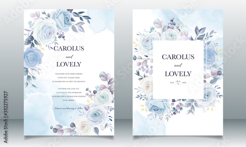 Elegant hand drawing wedding invitation floral design
