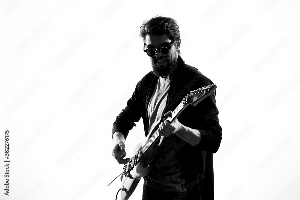 Naklejka premium Male guitarist music performance modern art style