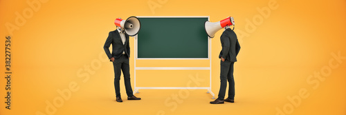 Fotografie businessman with a megaphone instead of his head. 3d rendering