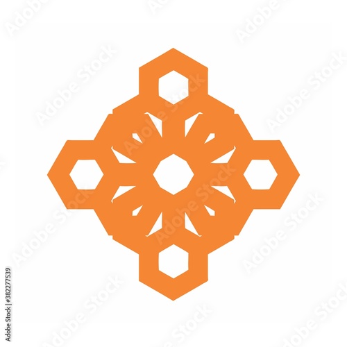 honey bee circle orange flower shape logo and vector icon