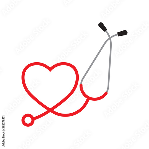 Stethoscope icon with heart shape. Health and medicine, vector illustration