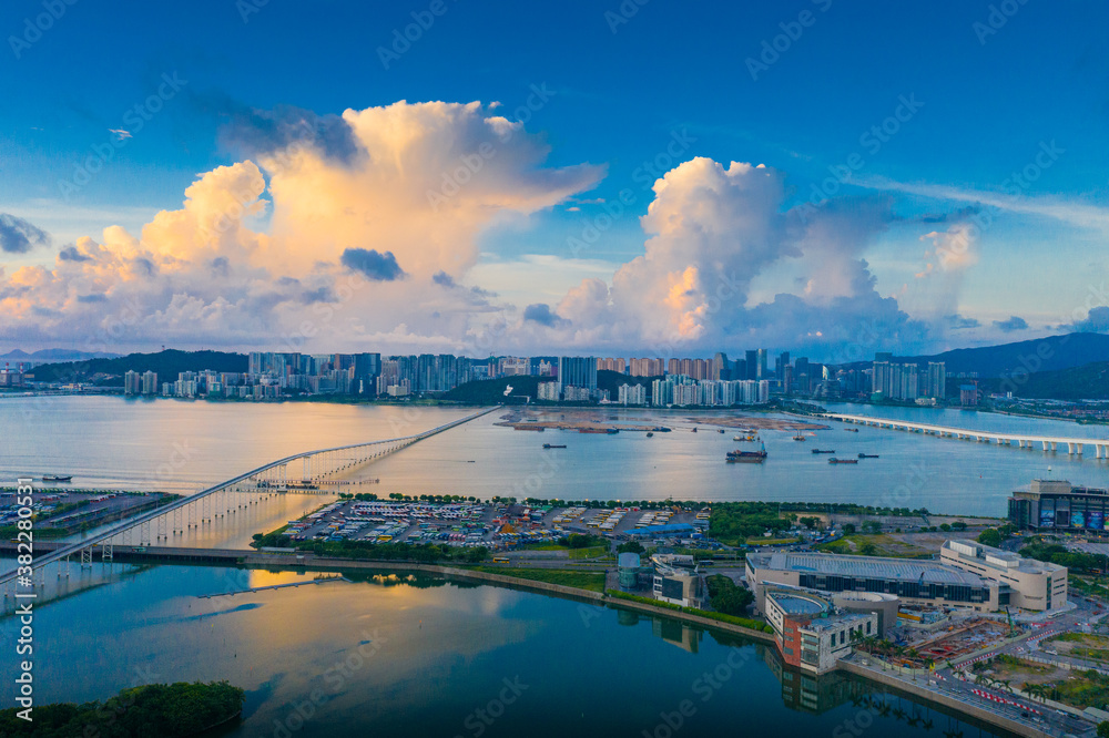 Fototapeta premium Aerial photos of Macao Bay in China
