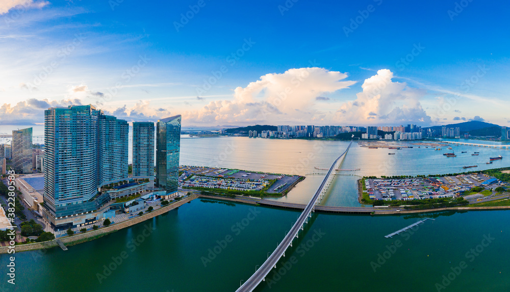 Naklejka premium Aerial photos of Macao Bay in China