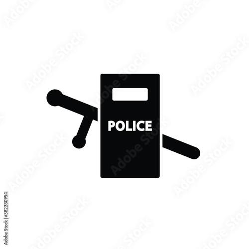 Police shield and blackjack icon vector isolated on white, logo sign and symbol.