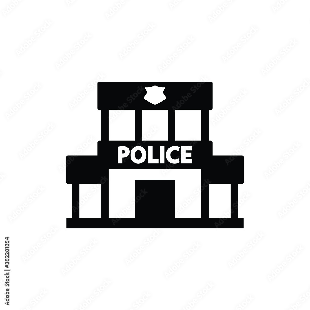 Police station icon vector isolated on white, logo sign and symbol.