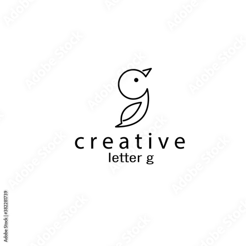 letter g creative logo  illustration  leaf and bird vector design template line
