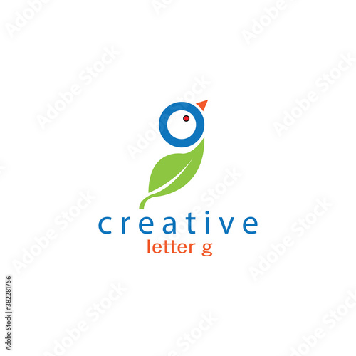 letter g creative logo  illustration  leaf and bird vector design template