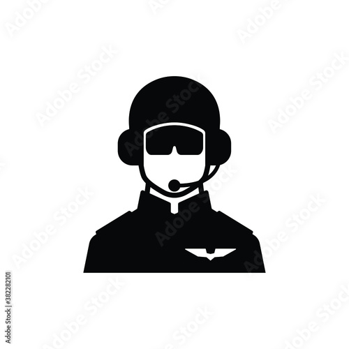 Fighter aircraft pilot icon vector isolated on white, logo sign and symbol.