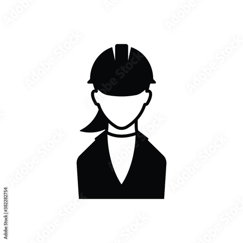 Female engineer icon vector isolated on white, logo sign and symbol.