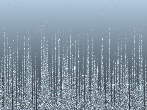 Falling in lines silver glitter confetti garlands dots rain.