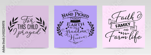 Christian quotes letter typography set illustration.