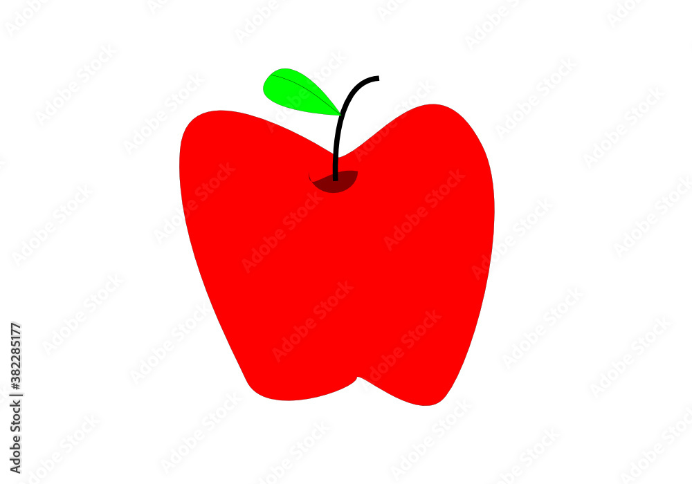 Fototapeta premium vector red apple with green leaf isolated on white background . refresh from nature juicy fruit