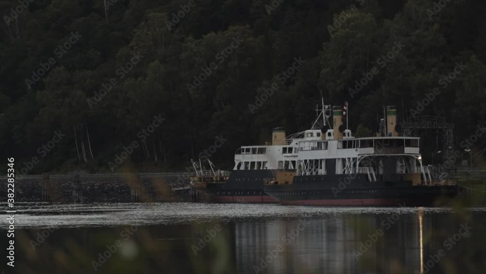 A boat laying still in Tinnsjo, a lake i Rjukan Norway