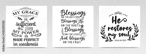 Christian quotes letter typography set illustration.