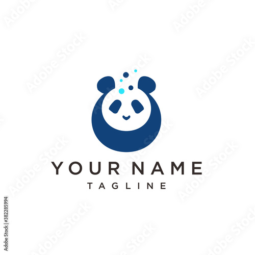 Funny Lazy Logo Panda. Panda bear silhouette Logo design vector template.
