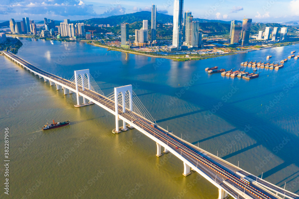 Aerial scenery of Xiwan bridge in Macao, China