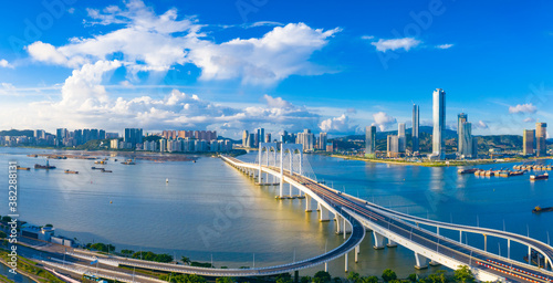 Aerial scenery of Xiwan bridge in Macao, China photo
