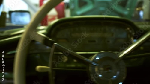 The dash of a classic car.