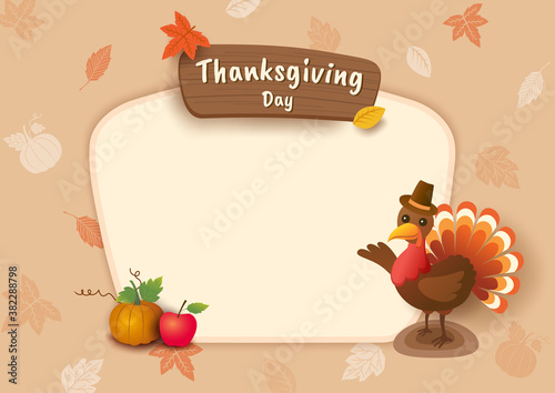 Illustration Thanksgiving background with turkey bird