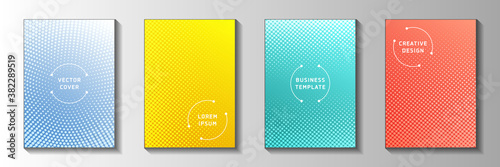 Modern point screen tone gradation front page templates vector series. Urban poster faded screen 