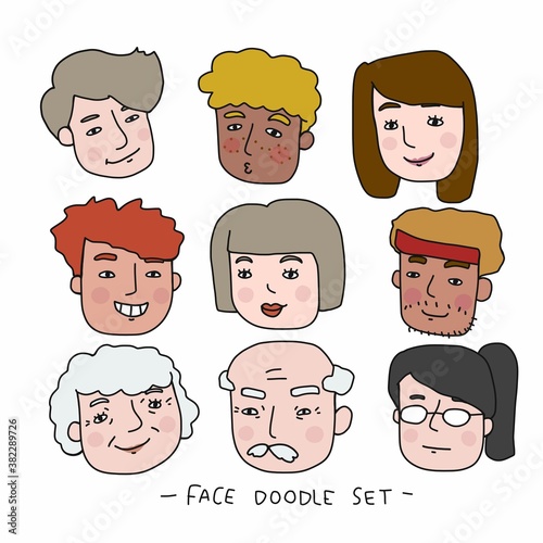 People face cartoon doodle vector set illustration