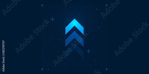light arrow up grid dark blue background illustration digital business growth concept